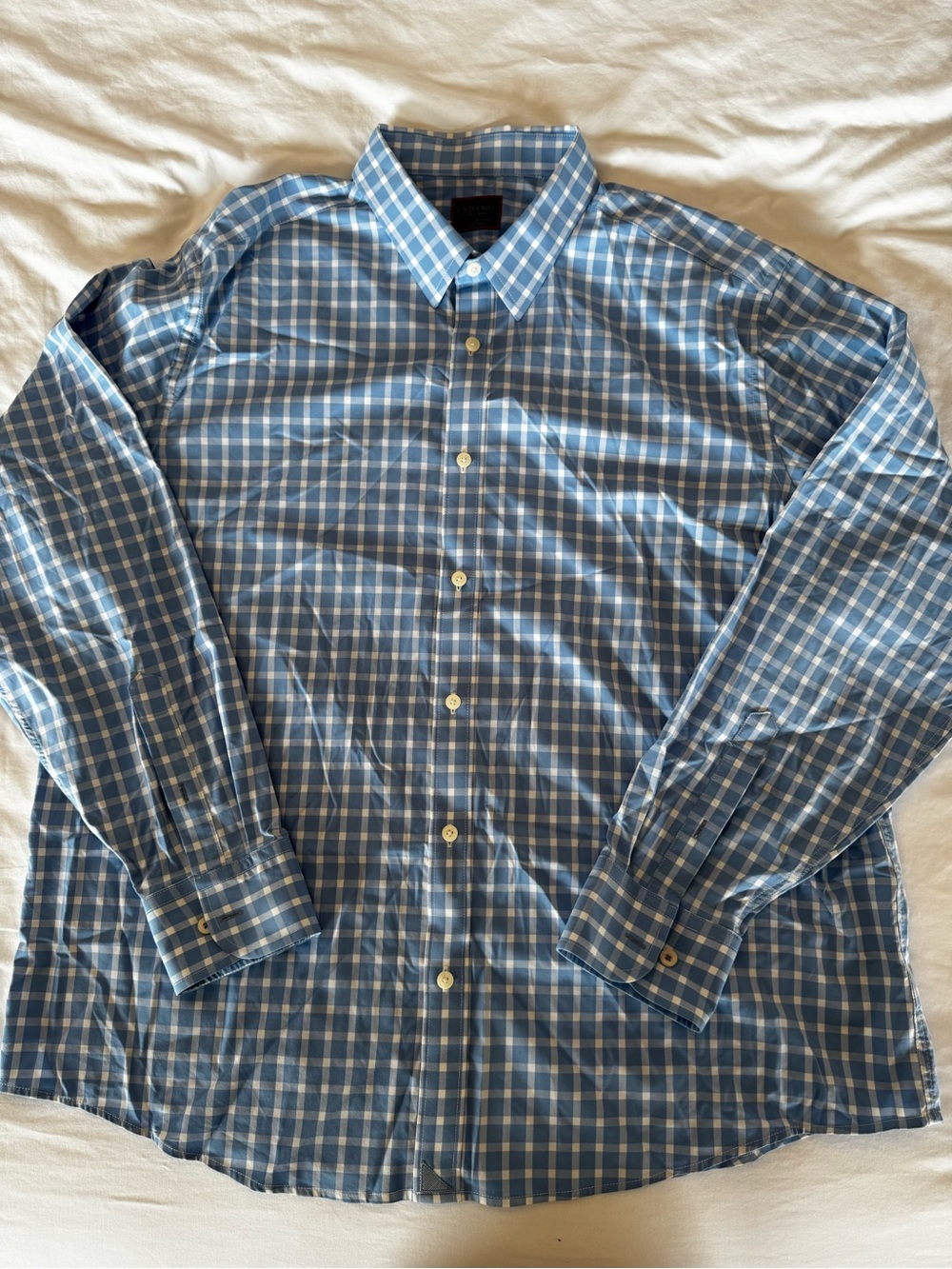 UNTUCKit Blue and White Plaid Dress Shirt